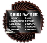 Calcomanías de broma para adultos, 10 calcomanías de las 10 cosas que quiero en la vida, 10 letreros de barra para decoración del hogar, calcomanías divertidas (12 x 18 cm)