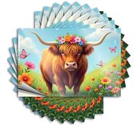 Calcomanías de broma para adultos, diseño de vaca de las tierras altas en una flor, 10 unidades, letreros de barra para decoración del hogar, calcomanías para automóviles (8 x 12 cm)