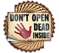 Calcomanías de broma para adultos muertos en el interior: una señal de advertencia, 10 unidades, letreros de barra para decoración del hogar, calcomanía divertida (6 x 9 cm)