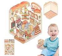 Calcomanías de casa en miniatura, calcomanías para laptop con efecto 3D, para crear tu propia escena, herramienta de decoración de álbumes de recortes para niños y adultos