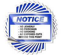 Calcomanías de coche para hombre, con texto en inglés "Notice No Jewerly No Piercings No Exposed Cuts No Smoking", 10 unidades, 8 x 12 cm