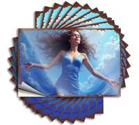 Calcomanías de coche para hombres, cielo azul, sueños: una mujer en un vestido que fluye volando a través de la C, 10 calcomanías divertidas para parachoques (6 x 9 cm)