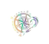 Calcomanías de coche Pegatinas De Diseño De Brújula Oceánica Para Coche, Calcomanía Decorativa De Vinilo Para SUV, Camper, RV, Furgoneta, Autocaravana, Camioneta, Camioneta(Colorful Laser,41x35cm)