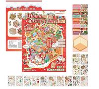 Calcomanías de dibujos animados navideños, colección de Navidad con efectos de escena 3D, mini diseños adhesivos decorativos festivos, etiquetas de manualidades de invierno, envoltura de regalos
