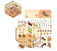 Calcomanías de escena de casa, calcomanías de dibujos animados para casa, calcomanías de escena coloridas, calcomanías de paisajismo hechas a mano para jardín de infantes, guardería, preescolar