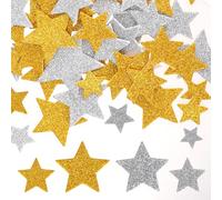 Calcomanías de espuma de estrellas plateadas y doradas, paquete de 200 unidades, autoadhesivas, con forma de estrella, estrellas adhesivas grandes y pequeñas para manualidades, álbumes de recortes y