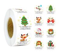 Calcomanías de Feliz Navidad | Pegatinas de sobres navideños a prueba de decoloración | Calcomanía de Navidad fácil de despegar y pegar para bolsas de pan, manualidades de pared