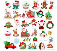 Calcomanías de gel para ventana de niños, calcomanías de gel grueso para niños y adultos, aula, hogar, guardería, avión, suministros para fiestas de cumpleaños (Feliz Navidad)