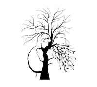 Calcomanías de grabado Amor romántico entre hombre y mujer, ramas de árboles 34x45.6cm Decoración artística Negro