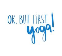 Calcomanías de grabado Cita inspiradora: "Está bien, pero primero, yoga en casa". 48x70.9cm Cultura del tatuaje Azul