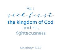 Calcomanías de grabado frase bíblica del evangelio de mateo 633 pero buscad 42x46.7cm Removible sin dejar pegamento Azul