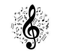 Calcomanías de grabado Notas Música Canción Composición Melodía Tono Sostenido 34x40.7cm Autoadhesivo Negro