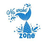 Calcomanías de grabado Tarjeta de sirena con zona de no despertar y un marino dibujado a mano 54x56.6cm Decoración artística Azul