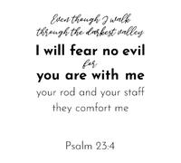 Calcomanías de grabado Versículo bíblico del Salmo 23 No temeré mal alguno 40x50.3cm Vinilos para ventanas Negro