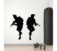 Calcomanías de guerrero del ejército para niños, vinilo para pared, soldado, arma, guerra, decoración del hogar, 67 x 57 cm