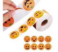 Calcomanías de Halloween | 500 hojas de calcomanías de calabaza para niños - Rollo de calcomanías con 8 bonitos patrones para niños pequeños, manualidades para el aula, puertas, paredes, actividades