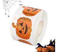 Calcomanías de Halloween, calcomanías de calabaza, etiquetas holográficas reutilizables, suministros autoadhesivos, rollo de 500 piezas, multicolor, ideal para juegos de otoño, actividades de