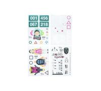 Calcomanías de juego de calamar para laptop y funda de teléfono, calcomanías de vinilo impermeables con licencia oficial para dispositivos para todas las edades, accesorios de regalo de juegos y anime