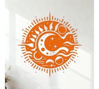 Calcomanías de letras armonía celestial y del sol, la luna y las estrellas en un patrón circular que evoca misticismo 54.6x54.9cm Varios tamaños Naranja
