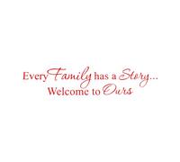 Calcomanías de letras Cita Cada familia tiene una historia Palabras vivas en 30x139.5cm Autoadhesivo Rojo