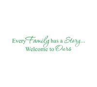 Calcomanías de letras Cita Cada familia tiene una historia Palabras vivas en 40x186cm Personalización personalizada Verde