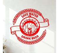 Calcomanías de letras Cita con letras de barriles de cerveza y bebidas alcohólicas 42x45.9cm Removible sin dejar pegamento Rojo