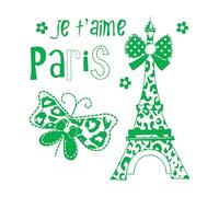 Calcomanías de letras Cita de la Torre Eiffel de París Chica francesa de Francia 72x73.8cm No se cae Verde