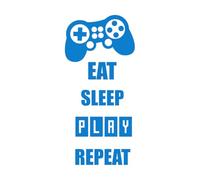 Calcomanías de letras Cita Palabras Comer Dormir Jugar Repetir Letras Inspiradoras 50.4x107.9cm Pegatinas para vidrio Azul