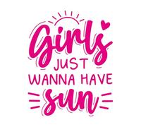 Calcomanías de letras Cita tipográfica divertida "Las chicas solo quieren sol" 65.6x81.4cm No daña la superficie de la pared Rosa roja