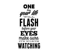 Calcomanías de letras Cita Un día tu vida pasará ante ti 30x58.7cm Vinilos para ventanas Negro