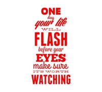 Calcomanías de letras Cita Un día tu vida pasará ante ti 54x105.7cm Embellecimiento de paredes Rojo