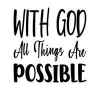 Calcomanías de letras Con Dios todo es posible - Carta cita 42x43.3cm No se cae Negro