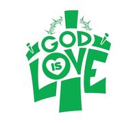 Calcomanías de letras Dios es amor, cruz y arte de palabras 49.2x59.2cm Autoadhesivo Verde