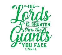 Calcomanías de letras El señor es más grande que los gigantes, diseño de refranes cristianos. 67.2x74.6cm Personalización personalizada Verde