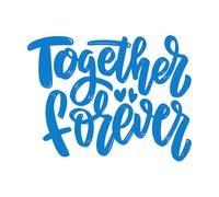 Calcomanías de letras Frase de letras "Juntos para siempre" 52x67.6cm Incluye kit de película de transferencia Azul