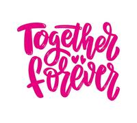 Calcomanías de letras Frase de letras "Juntos para siempre" 64x83.2cm Pegatinas para vidrio Rosa roja