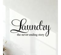 Calcomanías de letras Lavandería, historia interminable, cuarto de lavado, lavadora, secadora, lavandería doméstica 40.8x93.4cm Varios tamaños Negro