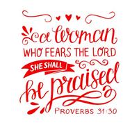 Calcomanías de letras Letras a mano con versículo bíblico: Una mujer que teme 36x37.7cm Decoración artística Rojo
