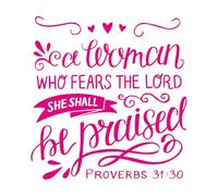 Calcomanías de letras Letras a mano con versículo bíblico: Una mujer que teme 54x56.5cm Embellecimiento de paredes Rosa roja
