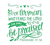 Calcomanías de letras Letras a mano con versículo bíblico: Una mujer que teme 54x56.5cm No daña la superficie de la pared Verde