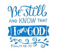 Calcomanías de letras Letras a mano: Quédate quieto y sabe que yo soy Dios. 54.6x56.4cm Pintura mural artística Azul