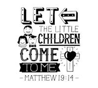 Calcomanías de letras Letras hechas a mano: deja que los niños pequeños vengan a mí. 54.6x63.6cm No se cae Negro