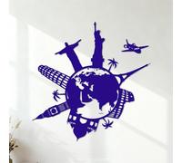 Calcomanías de letras Mapa del mundo del planeta Tierra, globo terráqueo, países 35x35.4cm Cultura del tatuaje Azul oscuro