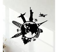 Calcomanías de letras Mapa del mundo del planeta Tierra, globo terráqueo, países 54.6x55.2cm Varios tamaños Negro