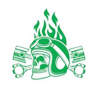 Calcomanías de letras Nacido para conducir una calavera en un casco de motocicleta 36x37.1cm Incluye kit de película de transferencia Verde