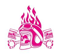 Calcomanías de letras Nacido para conducir una calavera en un casco de motocicleta 36x37.1cm Vinilos para ventanas Rosa roja