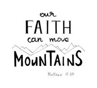 Calcomanías de letras Nuestra fe puede mover montañas escrito a mano 34x38.7cm Incluye kit de película de transferencia Negro