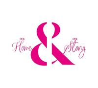 Calcomanías de letras Nuestro Hogar Nuestra Historia Letras Palabras Vivas 30x50.4cm Vinilos para ventanas Rosa roja