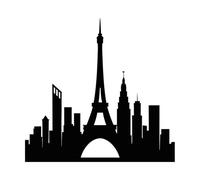 Calcomanías de letras silueta del horizonte de París 54.6x56.8cm No se cae Negro