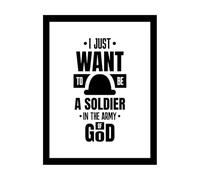 Calcomanías de letras Solo quiero ser un soldado en el ejército de Dios. 60.8x80cm Decoración de tiendas Negro